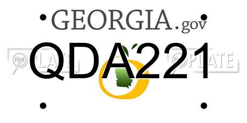 QDA221 Georgia License Plate