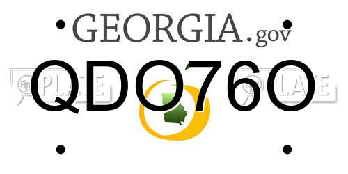 QDO76O Georgia License Plate