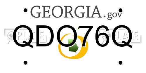 QDO76Q Georgia License Plate