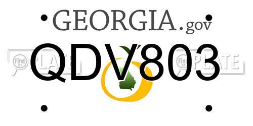 QDV803 Georgia License Plate