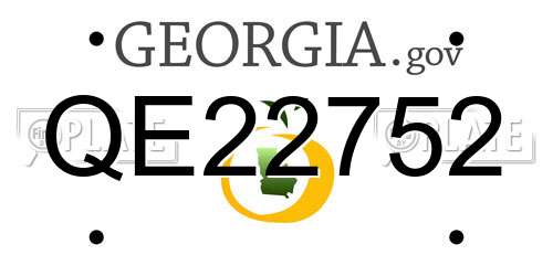 QE22752 Georgia License Plate