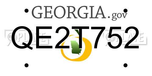 QE2T752 Georgia License Plate