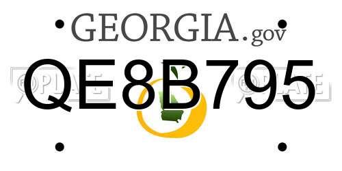 QE8B795 Georgia License Plate