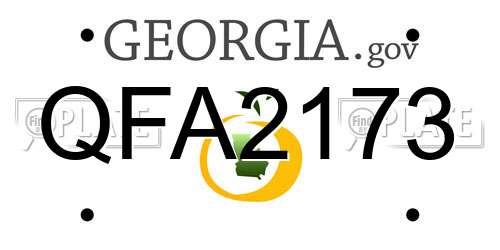 QFA2173 Georgia License Plate