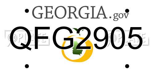 QFG2905 Georgia License Plate