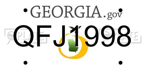 QFJ1998 Georgia License Plate
