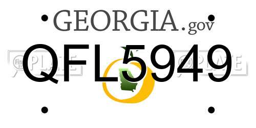 QFL5949 Georgia License Plate
