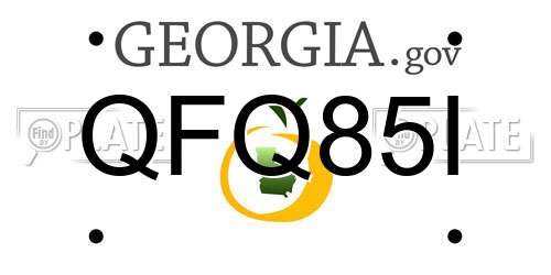 QFQ85I Georgia License Plate