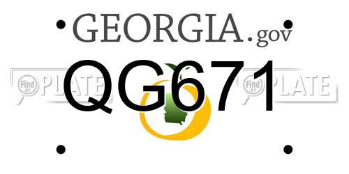 QG671 Georgia License Plate