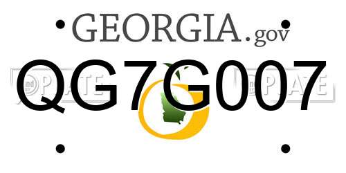 QG7G007 Georgia License Plate