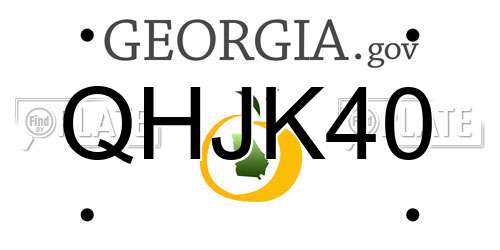 QHJK40 Georgia License Plate