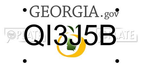 QI3J5B Georgia License Plate