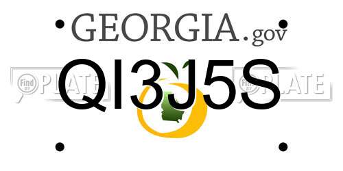 QI3J5S Georgia License Plate