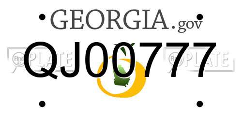 QJ00777 Georgia License Plate