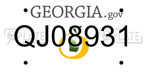 QJ08931 Georgia License Plate