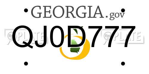 QJ0D777 Georgia License Plate