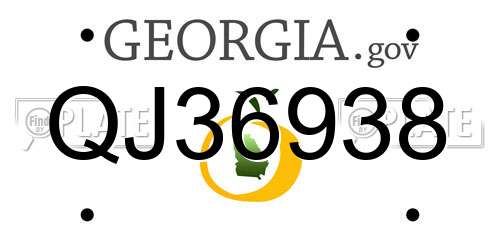 QJ36938 Georgia License Plate
