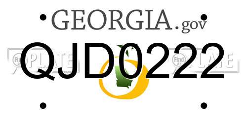 QJD0222 Georgia License Plate