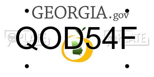 QOD54F Georgia License Plate