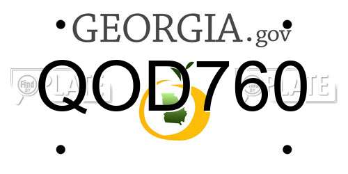 QOD760 Georgia License Plate