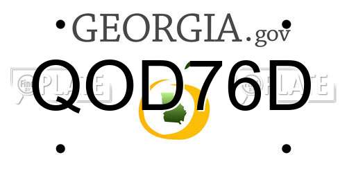 QOD76D Georgia License Plate