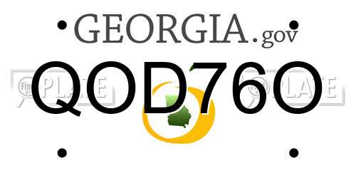 QOD76O Georgia License Plate