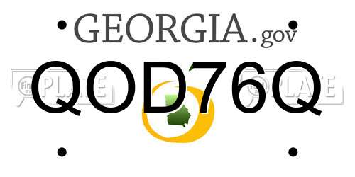 QOD76Q Georgia License Plate