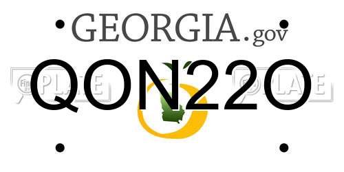 QON22O Georgia License Plate