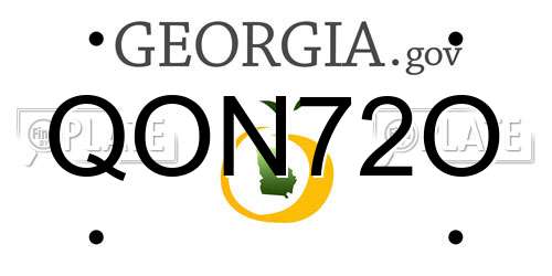 QON72O Georgia License Plate
