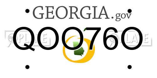 QOO76O Georgia License Plate