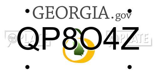 QP8O4Z Georgia License Plate