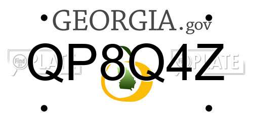 QP8Q4Z Georgia License Plate