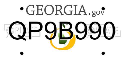 QP9B990 Georgia License Plate