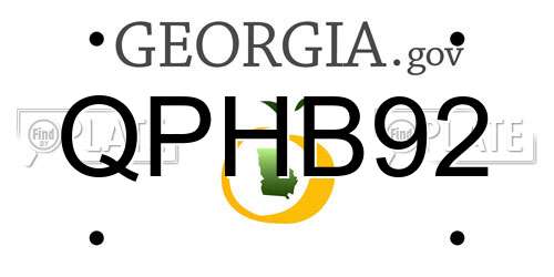 QPHB92 Georgia License Plate