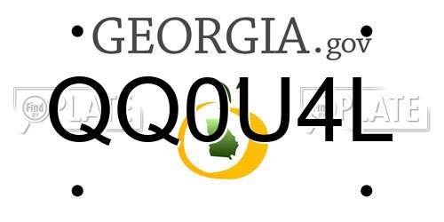 QQ0U4L Georgia License Plate