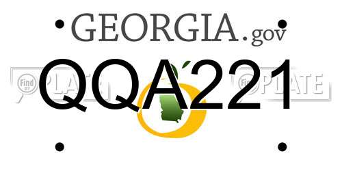 QQA221 Georgia License Plate