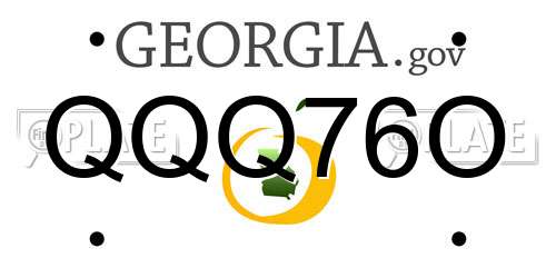 QQQ76O Georgia License Plate