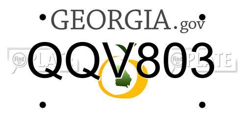QQV803 Georgia License Plate