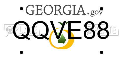 QQVE88 Georgia License Plate