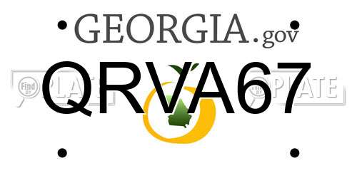 QRVA67 Georgia License Plate