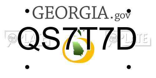 QS7T7D Georgia License Plate