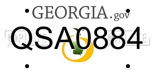 QSA0884 Georgia License Plate