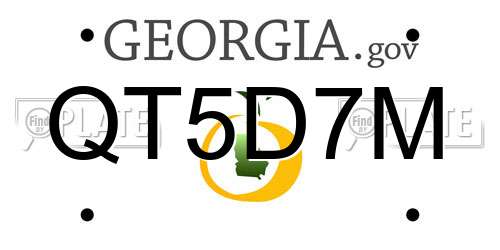 QT5D7M Georgia License Plate