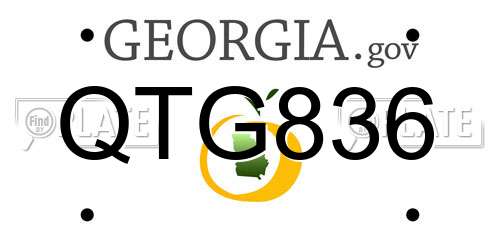QTG836 Georgia License Plate