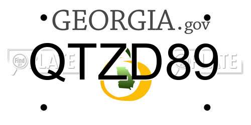 QTZD89 Georgia License Plate