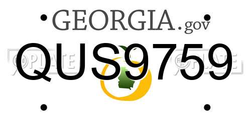 QUS9759 Georgia License Plate