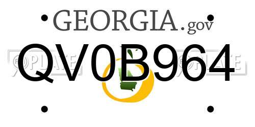 QV0B964 Georgia License Plate