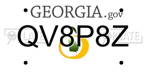 QV8P8Z Georgia License Plate