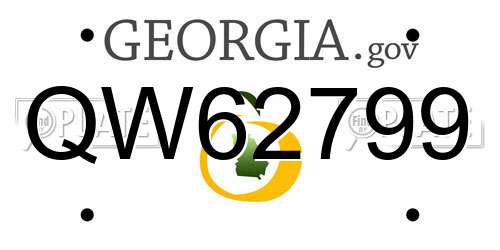 QW62799 Georgia License Plate