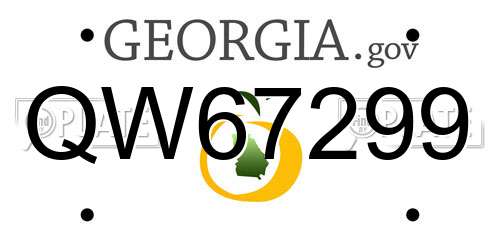QW67299 Georgia License Plate